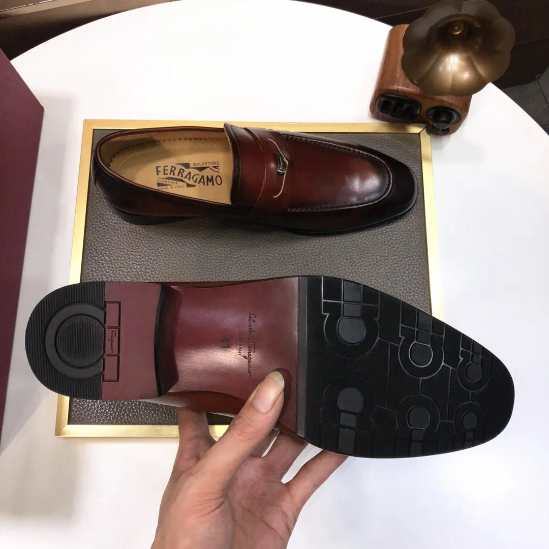 Men's shoes 💰500💰 [Ferragamo/Ferragamo] The latest model in the counter. Original imported high-quality cowhide with open sides + imported 🐂 water-dyed cowhide lining + original luxury metal buckle + original combination outsole. Comparison without pressure 38--45 (45 is custom-made and cannot be returned or exchanged)
